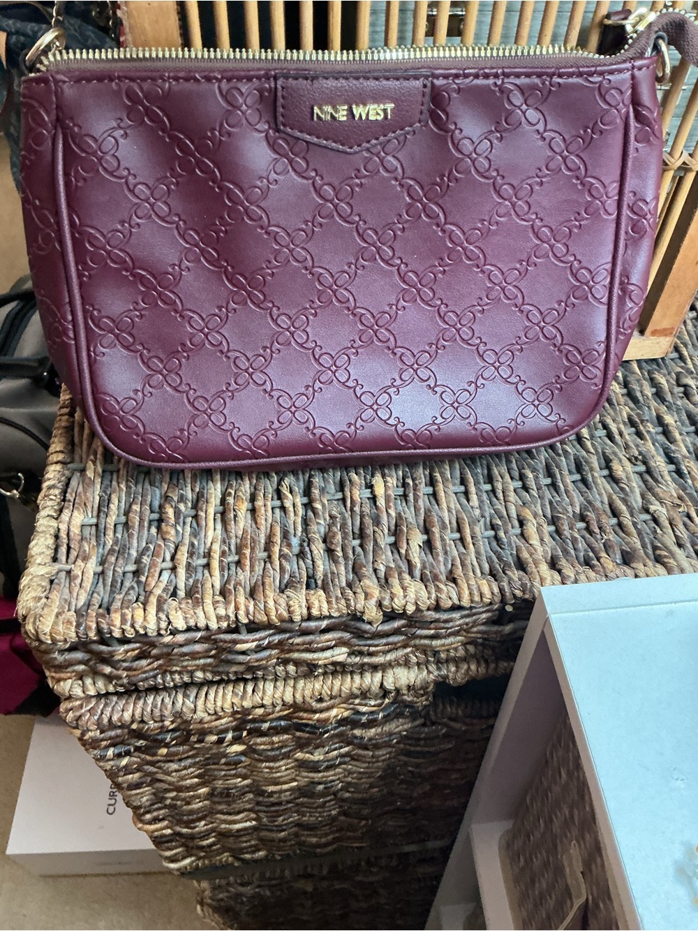 Nine West Women's Burgundy Small Zippered 
Wallet Cosmetic Bag